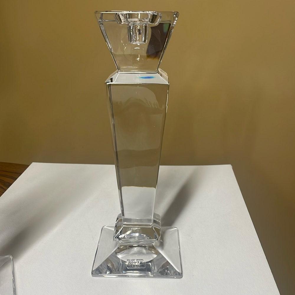 Towle 24% lead crystal 12” candleholder made in Poland